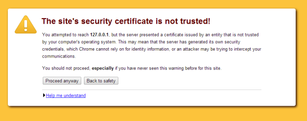 Security certificate is not trusted!